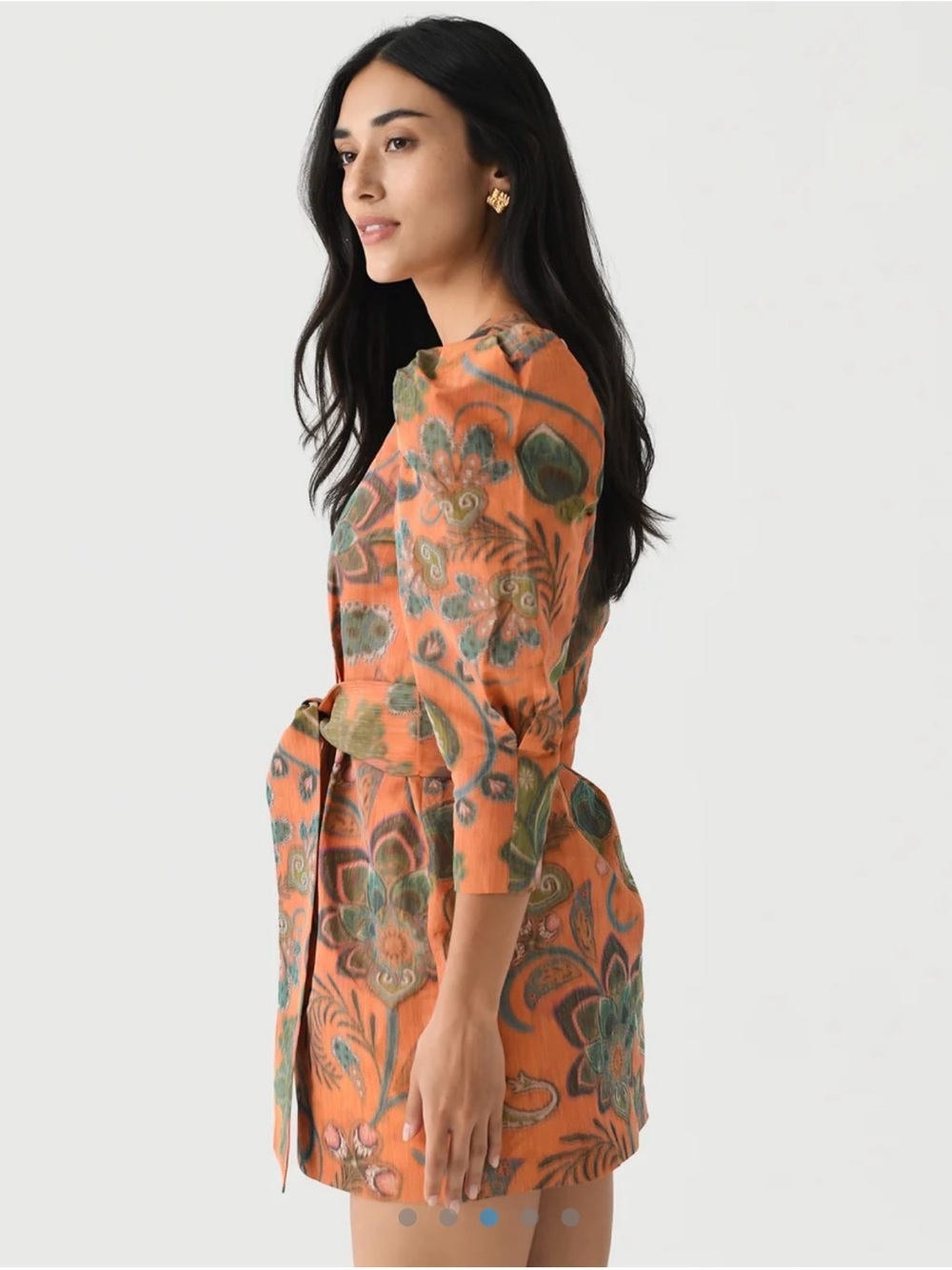 HUNTER BELL Sutton Taffeta Dress Size 6 Autumnal Fall Orange Print $545 - Picture 3 of 14